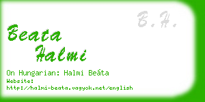 beata halmi business card